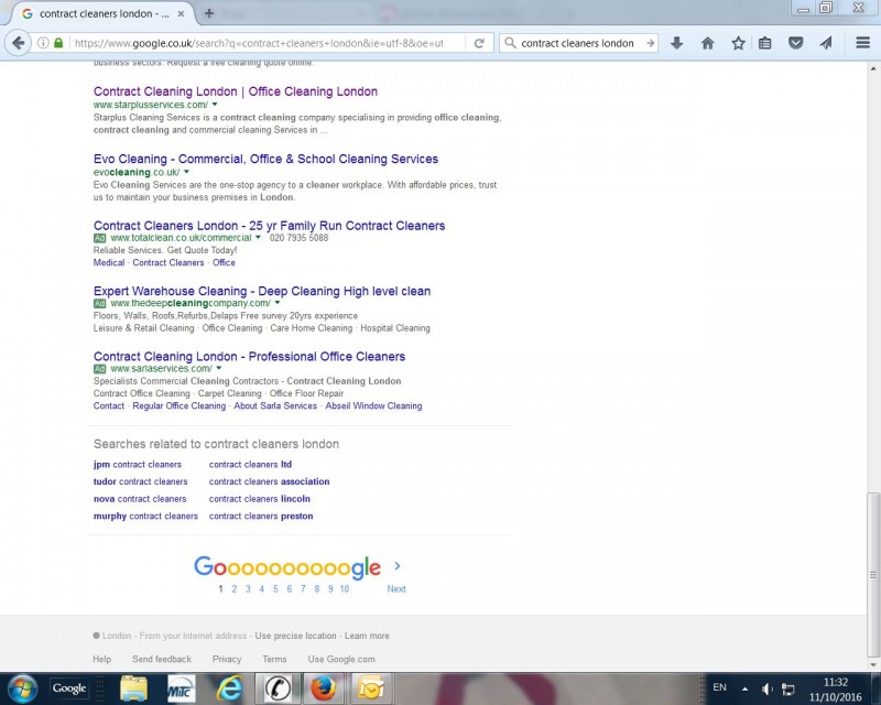 Back to Google search 1st Page