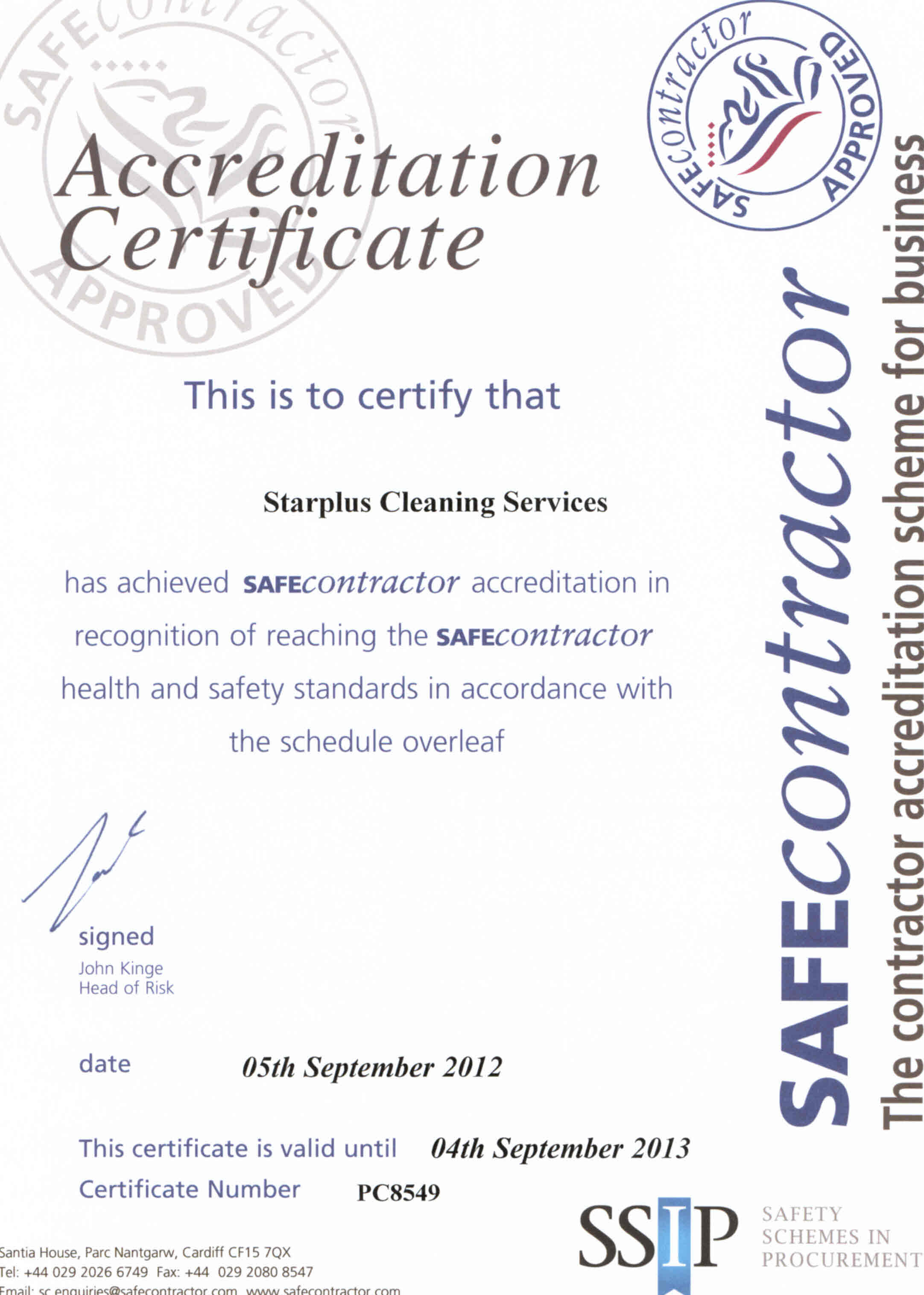 We are please to announce that we have received our renewal accreditation with Safe Contractor for another year!