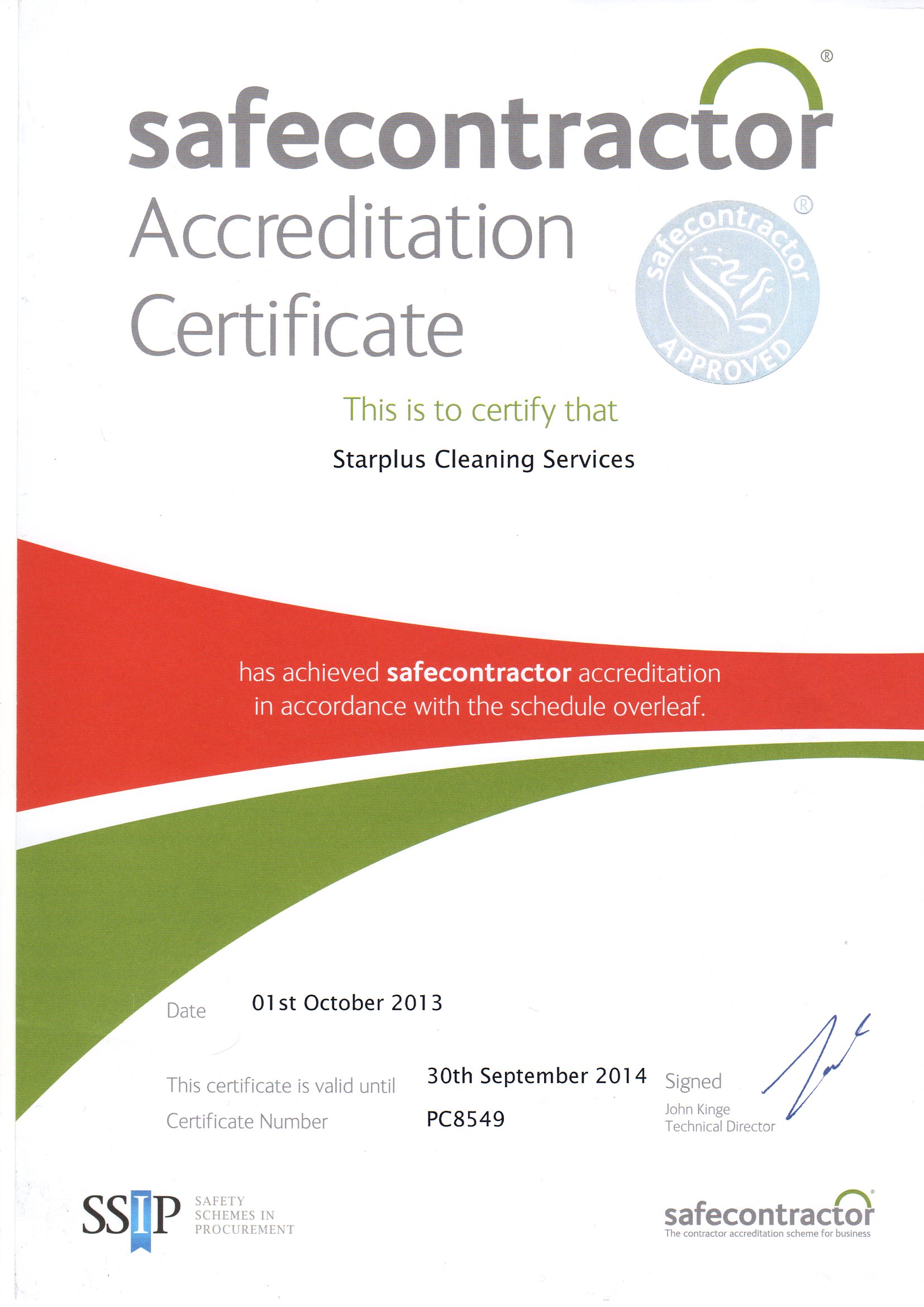 Safe contractor accreditation 2013